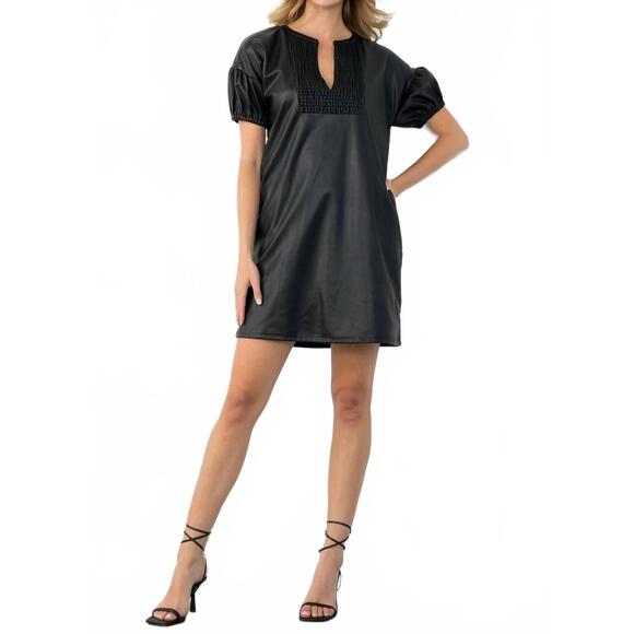 NEW THML short sleeve leather dress in black - Picture 2 of 3
